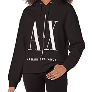 A|X ARMANI EXCHANGE Women's Icon Project Hooded Sweatshirt, Black, XS