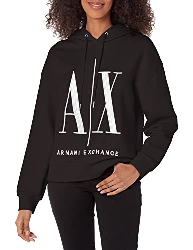 A|X ARMANI EXCHANGE Women's Icon Project Hooded Sweatshirt, Black, XS