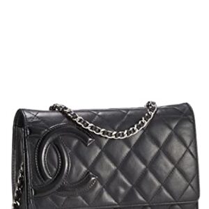 CHANEL, Pre-Loved Black Quilted Calfskin Cambon Wallet on Chain (WOC), Black