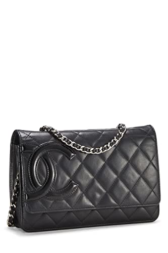 CHANEL, Pre-Loved Black Quilted Calfskin Cambon Wallet on Chain (WOC), Black