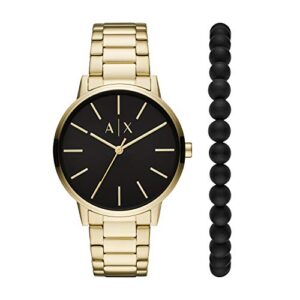 ax armani exchange men’s gold-tone stainless steel watch & bracelet gift set (model: ax7119)