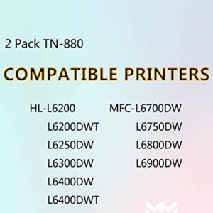 MM MUCH & MORE Compatible Toner Cartridge Replacement for Brother TN880 TN-880 TN 880 use for HL-L6200DW HL-L6250DW HL-L6300DW HL-L6400DW MFC-L6700DW MFC-L6800DW MFC-L6900DW Printer (2-Pack, Black)