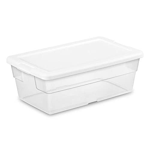 Sterilite 70 Quart Multipurpose Stackable Plastic Latching Lid Storage Tote, 4 Pack & 6 Quart Container Box Bin for Home Organization, Clear 12 Pack