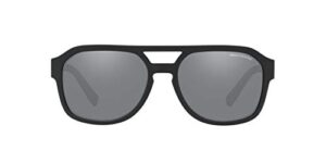a|x armani exchange men’s ax4074s rectangular sunglasses, matte black/light grey mirrored/black, 57 mm