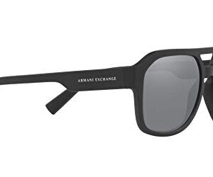 A|X ARMANI EXCHANGE Men's AX4074S Rectangular Sunglasses, Matte Black/Light Grey Mirrored/Black, 57 mm