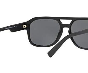 A|X ARMANI EXCHANGE Men's AX4074S Rectangular Sunglasses, Matte Black/Light Grey Mirrored/Black, 57 mm