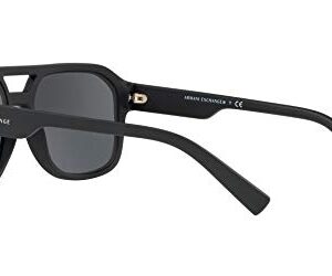 A|X ARMANI EXCHANGE Men's AX4074S Rectangular Sunglasses, Matte Black/Light Grey Mirrored/Black, 57 mm