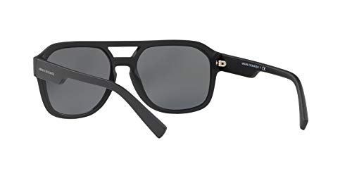 A|X ARMANI EXCHANGE Men's AX4074S Rectangular Sunglasses, Matte Black/Light Grey Mirrored/Black, 57 mm