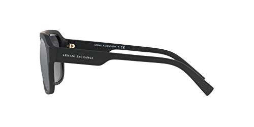 A|X ARMANI EXCHANGE Men's AX4074S Rectangular Sunglasses, Matte Black/Light Grey Mirrored/Black, 57 mm