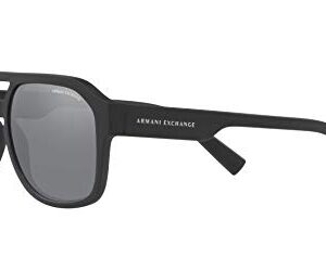 A|X ARMANI EXCHANGE Men's AX4074S Rectangular Sunglasses, Matte Black/Light Grey Mirrored/Black, 57 mm