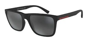 armani exchange ax4080s 80786g 57m matte black/light grey mirror black square sunglasses for men+ bundle with designer iwear complimentary care kit