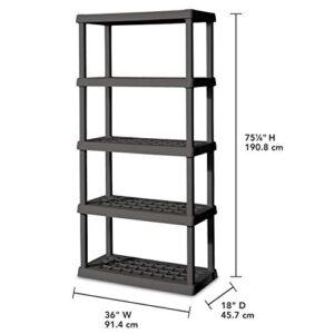 Sterilite 01553V01 5 Shelf Unit, Flat Gray Shelves & Legs, 1-Pack