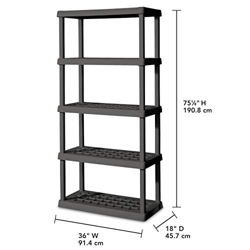 Sterilite 01553V01 5 Shelf Unit, Flat Gray Shelves & Legs, 1-Pack