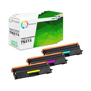 tct premium compatible toner cartridge replacement for brother tn315 tn-315c tn-315m tn-315y works with brother hl-4150cdn 4570cdwt, mfc-9460cdn printers (cyan, magenta, yellow) – 3 pack
