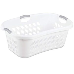 sterilite ultra hiphold 1.25 bushel capacity plastic stackable folding clothes contour shaped laundry basket bin, white (18 pack)