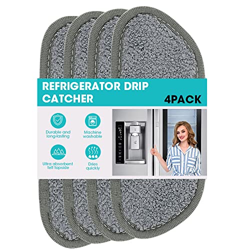 4 Pcs Refrigerator Water Drip Tray Catcher,Frige Water Drip Pan Replacement Splash Guard Catcher Absorbent Mat Pads for Ge,Whirlpool,Samsung Refrigerator Water & Ice Dispenser-Semi-Circular