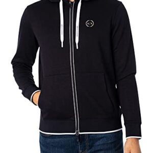 A|X ARMANI EXCHANGE mens Basic Zip Up Hoodie With Chest Logo Hooded Sweatshirt, Navy, XX-Large US