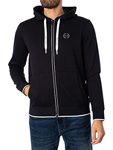 A|X ARMANI EXCHANGE mens Basic Zip Up Hoodie With Chest Logo Hooded Sweatshirt, Navy, XX-Large US