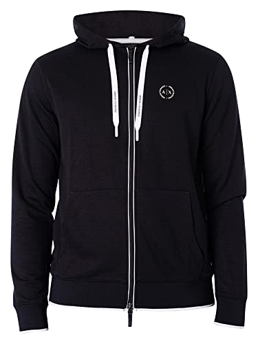 A|X ARMANI EXCHANGE mens Basic Zip Up Hoodie With Chest Logo Hooded Sweatshirt, Navy, XX-Large US