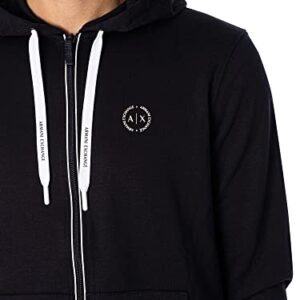 A|X ARMANI EXCHANGE mens Basic Zip Up Hoodie With Chest Logo Hooded Sweatshirt, Navy, XX-Large US