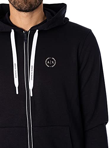 A|X ARMANI EXCHANGE mens Basic Zip Up Hoodie With Chest Logo Hooded Sweatshirt, Navy, XX-Large US