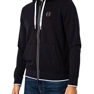 A|X ARMANI EXCHANGE mens Basic Zip Up Hoodie With Chest Logo Hooded Sweatshirt, Navy, XX-Large US