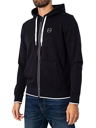 A|X ARMANI EXCHANGE mens Basic Zip Up Hoodie With Chest Logo Hooded Sweatshirt, Navy, XX-Large US