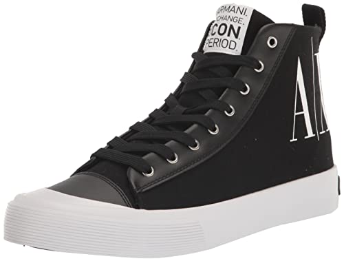 A|X ARMANI EXCHANGE Men's Updated Icon Logo High-Top Sneaker, Black, 10