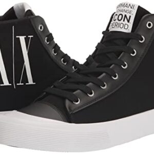 A|X ARMANI EXCHANGE Men's Updated Icon Logo High-Top Sneaker, Black, 10