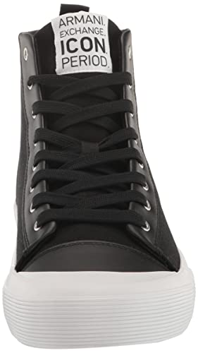 A|X ARMANI EXCHANGE Men's Updated Icon Logo High-Top Sneaker, Black, 10