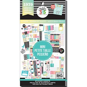 me & my BIG ideas Sticker Value Pack for Mini Planner - The Happy Planner Scrapbooking Supplies - Fitness Theme - Multi-Color & Gold Foil - Great for Projects & Albums - 30 Sheets, 1939 Stickers