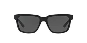 a|x armani exchange men’s ax4026s square sunglasses, matte shiny black/grey, 56 mm