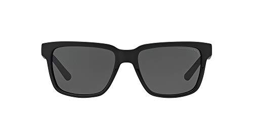 A|X ARMANI EXCHANGE Men's AX4026S Square Sunglasses, Matte Shiny Black/Grey, 56 mm