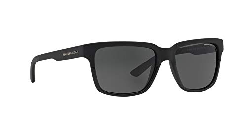 A|X ARMANI EXCHANGE Men's AX4026S Square Sunglasses, Matte Shiny Black/Grey, 56 mm