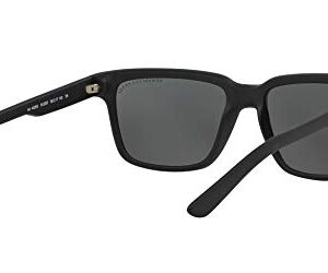 A|X ARMANI EXCHANGE Men's AX4026S Square Sunglasses, Matte Shiny Black/Grey, 56 mm