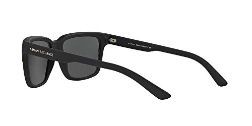 A|X ARMANI EXCHANGE Men's AX4026S Square Sunglasses, Matte Shiny Black/Grey, 56 mm