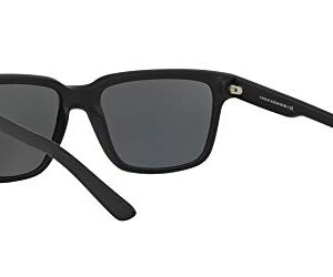 A|X ARMANI EXCHANGE Men's AX4026S Square Sunglasses, Matte Shiny Black/Grey, 56 mm