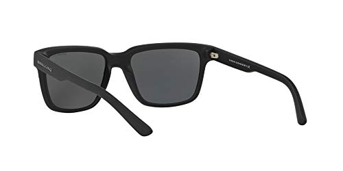 A|X ARMANI EXCHANGE Men's AX4026S Square Sunglasses, Matte Shiny Black/Grey, 56 mm