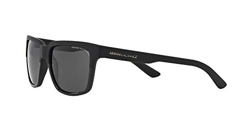 A|X ARMANI EXCHANGE Men's AX4026S Square Sunglasses, Matte Shiny Black/Grey, 56 mm