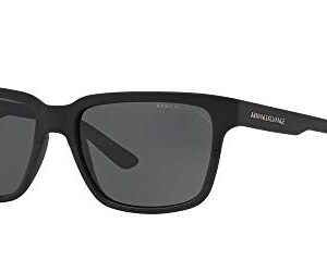 A|X ARMANI EXCHANGE Men's AX4026S Square Sunglasses, Matte Shiny Black/Grey, 56 mm