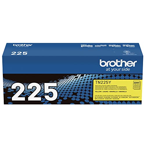 Brother Genuine High Yield Toner Cartridge, TN225Y, Replacement Yellow Toner, Page Yield Up To 2,200 Pages, Amazon Dash Replenishment Cartridge, TN225