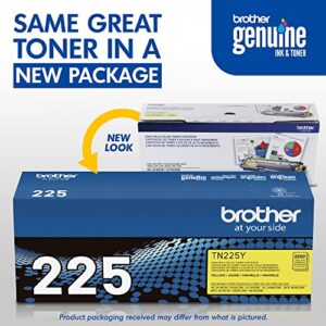 Brother Genuine High Yield Toner Cartridge, TN225Y, Replacement Yellow Toner, Page Yield Up To 2,200 Pages, Amazon Dash Replenishment Cartridge, TN225