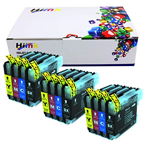 HIINK Compatible Ink Cartridge Replacement for Brother LC61 Ink Cartridges use with DCP-J140W MFC-J220 MFC-490CW MFC-295CN DCP-165C MFC-J630W MFC-J615W MFC-290C MFC-495CW(3BK 3C 3M 3Y,12-PK)