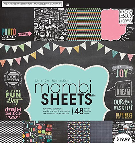 me & my BIG ideas Paper Pad, Chalkboard Doodle, 12-Inch by 12-Inch (Pack of 48)