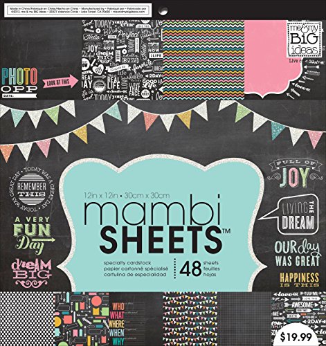 me & my BIG ideas Paper Pad, Chalkboard Doodle, 12-Inch by 12-Inch (Pack of 48)