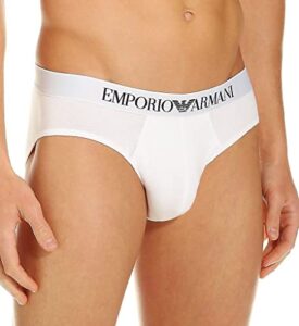 emporio armani men’s stretch cotton brief, white, medium