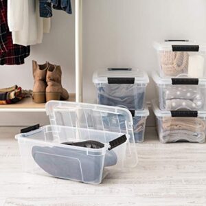 IRIS USA 12 Qt. Plastic Storage Container Bin with Secure Lid and Latching Buckles, 6 pack - Clear, Durable Stackable Nestable Organizing Tote Tub Box Toy General Organization Small