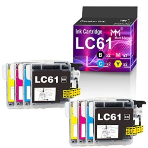 much&more compatible ink cartridge replacement for brother lc-61 lc61 lc 61 use for dcp-165c dcp-375cw dcp-385cw dcp-395cn mfc-6890cdw mfc-790cw printer (2 black, 2 cyan, 2 magenta, 2 yellow) 8-pack