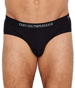 emporio armani men’s cotton briefs, 3-pack, new black, medium