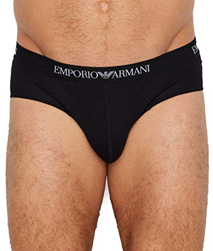 Emporio Armani Men's Cotton Briefs, 3-Pack, New Black, Medium